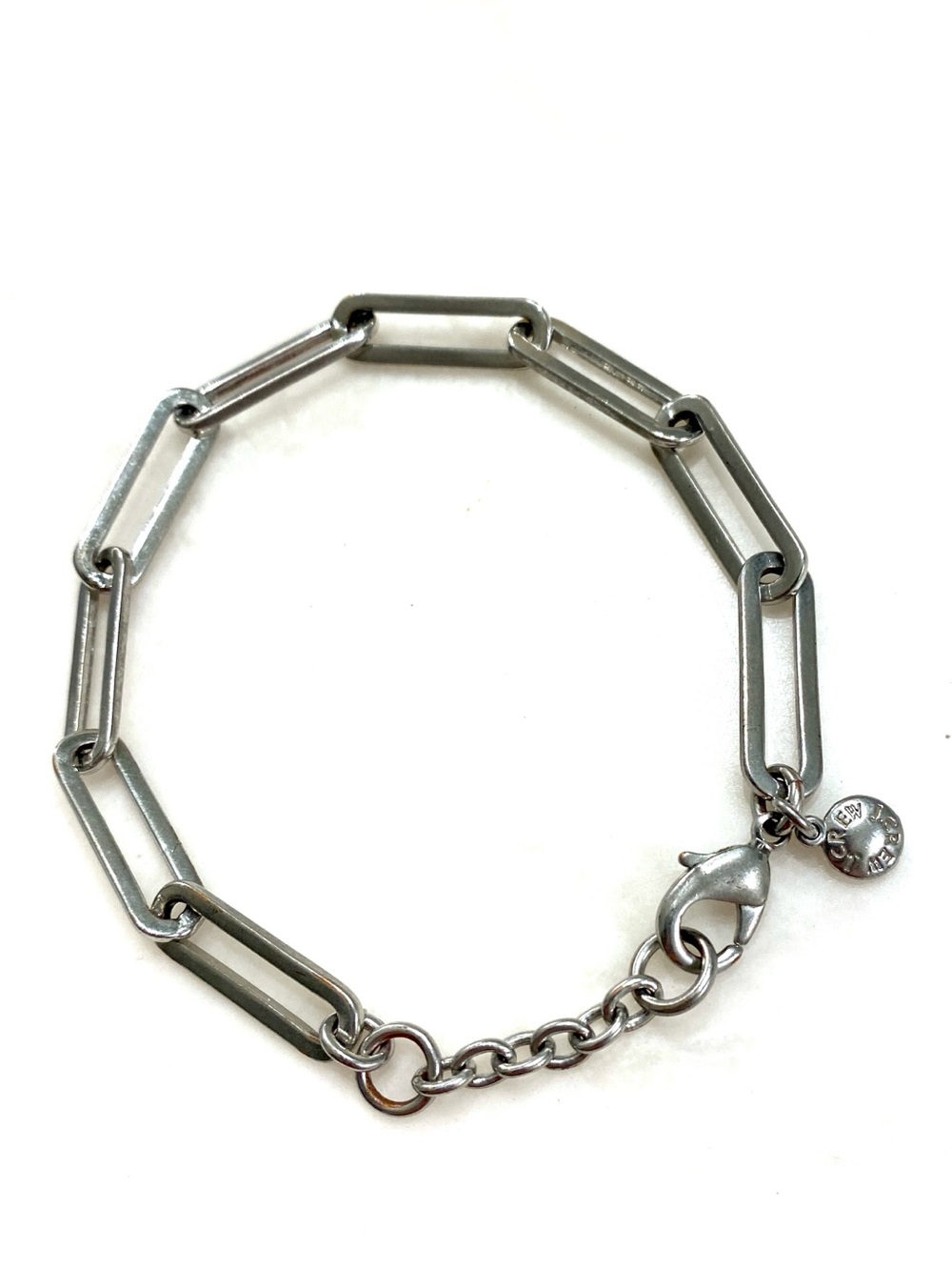 J.Crew Silver Paperclip Chain Link Bracelet Minimalist Elongated Box Rectangle